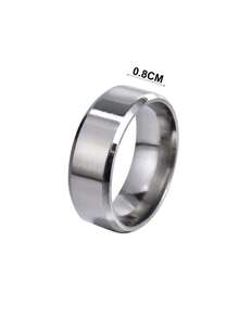 1 pieza Anillo de acero inoxidable minimalista y elegante de 8MM con bisel para hombres - Borde biselado simple - Ver 5