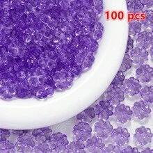 100颗3D亚克力迷你绿白三叶草珠，尺寸1.0*1.0厘米，适合制作幸运手链、工艺品、花朵项链、耳环和其他DIY珠宝配件 - 彩色 - 查看 15