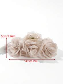 1pc Women's Solid Color 3D Ruched Mesh Rose Flower Hair Clip, Suitable For Daily Wear And Party Occasions,Festival,Birthday - Multicolor - View 6