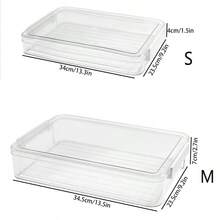 1pc A4 Size Clear File Box With Handle, PET Plastic Storage Container, Document Holder, Portable Stackable Storage Box For Papers, Magazines, Photos And Files, Transparent Organizer, Suitable For Home, Office And School - Clear - View 2