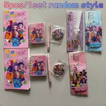 Bộ văn phòng phẩm 5 món/1 bộ, phong cách K-Pop, bao gồm bút, sổ tay, thước kẻ và huy hiệu, đồ dùng học tập thiết thực, phần thưởng cho học sinh, quà tặng nhỏ, quà lưu niệm sinh nhật, quà tặng cho người hâm mộ, quà tặng cho gia đình và bạn bè (Kiểu ngẫu nhiên) - Nhiều màu - Xem 6