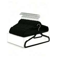 10/20 pièces Cintres de luxe en velours noir antidérapants, ultra-fins et gain de place - Crochets noirs pivotants ultra-résistants, convient pour organiser les vêtements, costumes, manteaux, cravates, chemises, jupes et pantalons - Noir - Voir 1