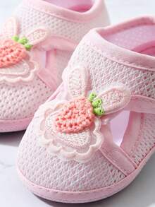 1 Pair Breathable Hollow Mesh Toddler Sandals, Closed Toe Protection, Convenient Hook And Loop Closure, Suitable For Early Walking Infants And Toddlers - Pink - View 9