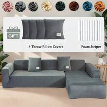 L Shape Sofa Covers 2pcs 3+4 Seater Sectional Couch Slipcovers Protector - The Perfect Solution For A Sleek And Chic Living Room - Orange - View 2