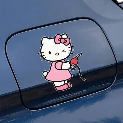 SANRIO 1张Hello Kitty趣味乙烯基汽车贴纸，适用于汽车、卡车、摩托车、墙壁，也可用于万圣节、圣诞节、新年等节日，是完美的礼物之选。卡通设计，经久耐用，防水易贴。
