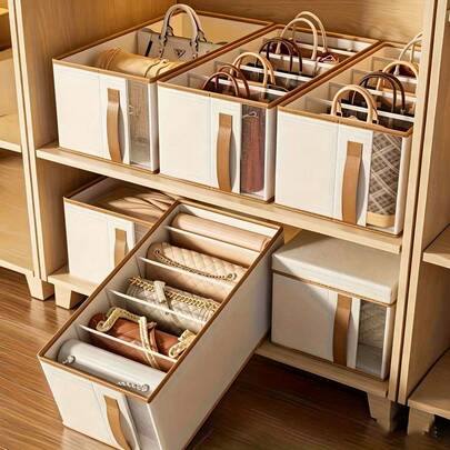 Túi đựng đồ gấp gọn màu trắng thanh lịch 1 mảnh với cửa sổ trong suốt - Thiết kế nhiều ngăn đựng túi xách, giày dép và phụ kiện - Tiết kiệm không gian tủ quần áo, hộp chia ngăn đựng đồ cao cấp.