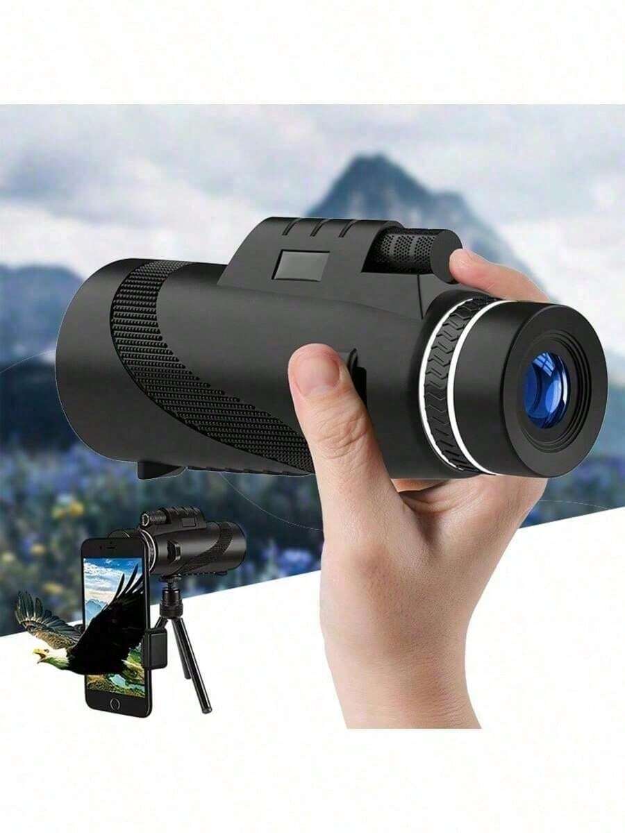 10x42 Black Standard Monocular Telescope Kit, Includes Phone Clip And Tripod, HD Monocular Telescope Suitable For Birdwatching Magnification, Compatible With Most Android Phones - A - View 1
