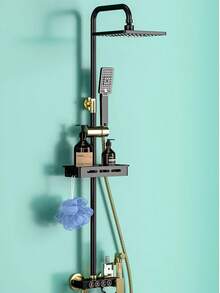 Shower System With 8-Inch Rain Shower Head And Handheld Shower, Black And Gold Exposed Shower System, 4-Function Bathtub Shower Faucet Set, Rain Shower Head With Handheld Sprayer, Complete Shower System Kit With Brass Valve (Some Parts Random, Some Packaging Random) - Black Gold - View 4