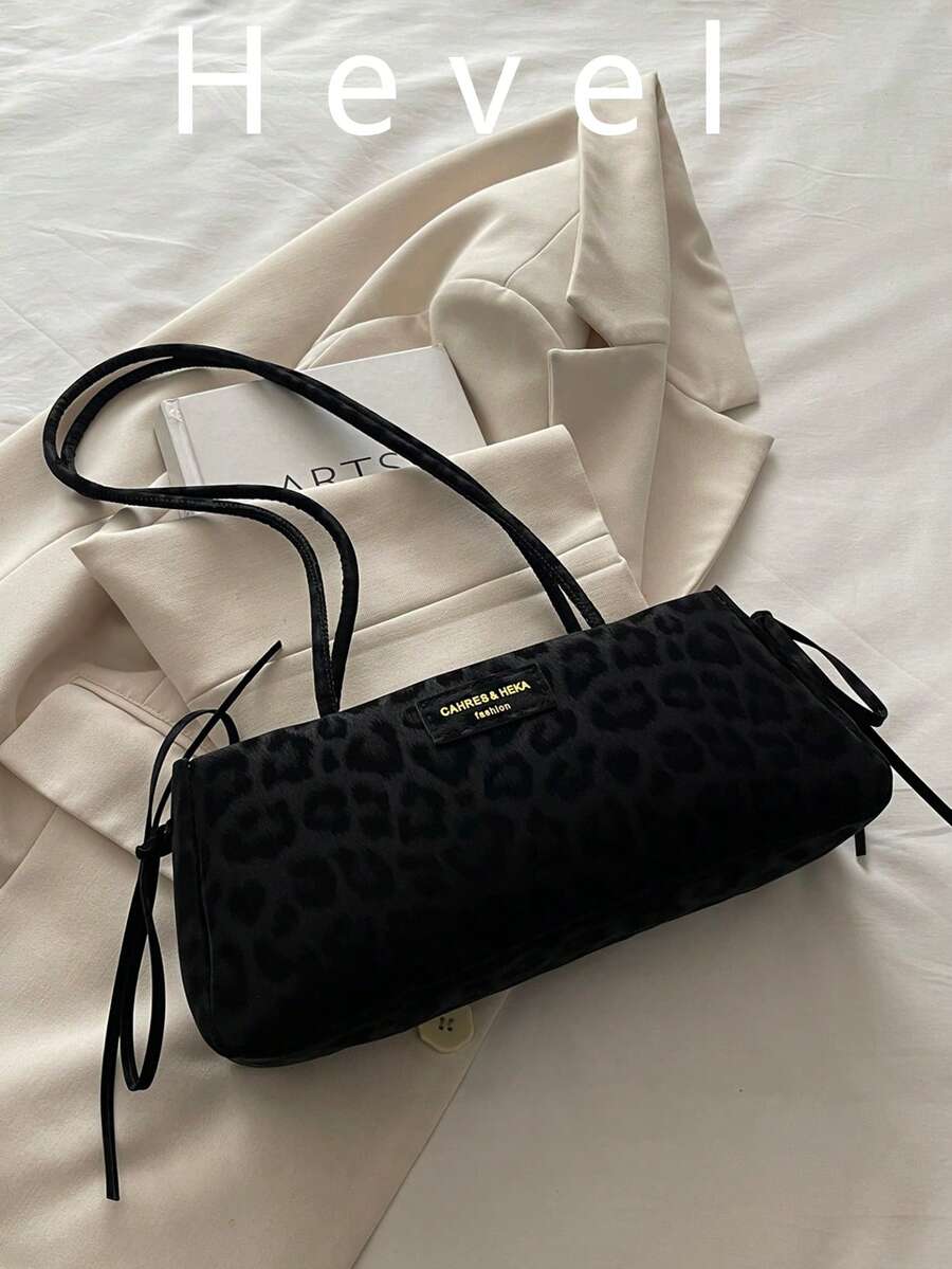 Nueva bolsa de mano con estampado de leopardo a la moda, adecuada para fiestas, salidas, vacaciones, compras y uso diario, puede almacenar monedas, teléfonos, también adecuada como bolso de trabajo para mujeres de carrera, estudiantes universitarias y mujeres profesionales, elegante bolso de oficina para damas - Negro - Ver 1