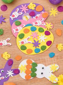 120/240pcs Easter Foam Stickers - Includes Designs Of Eggs, Rabbits, Chicks And Flowers, Suitable For Crafts, Greeting Cards And Home Party Decorations. Can Be Applied To Plastic, Glass, Fabric, Metal And Ceramic Surfaces, Spring Party DIY Decor - A - View 4