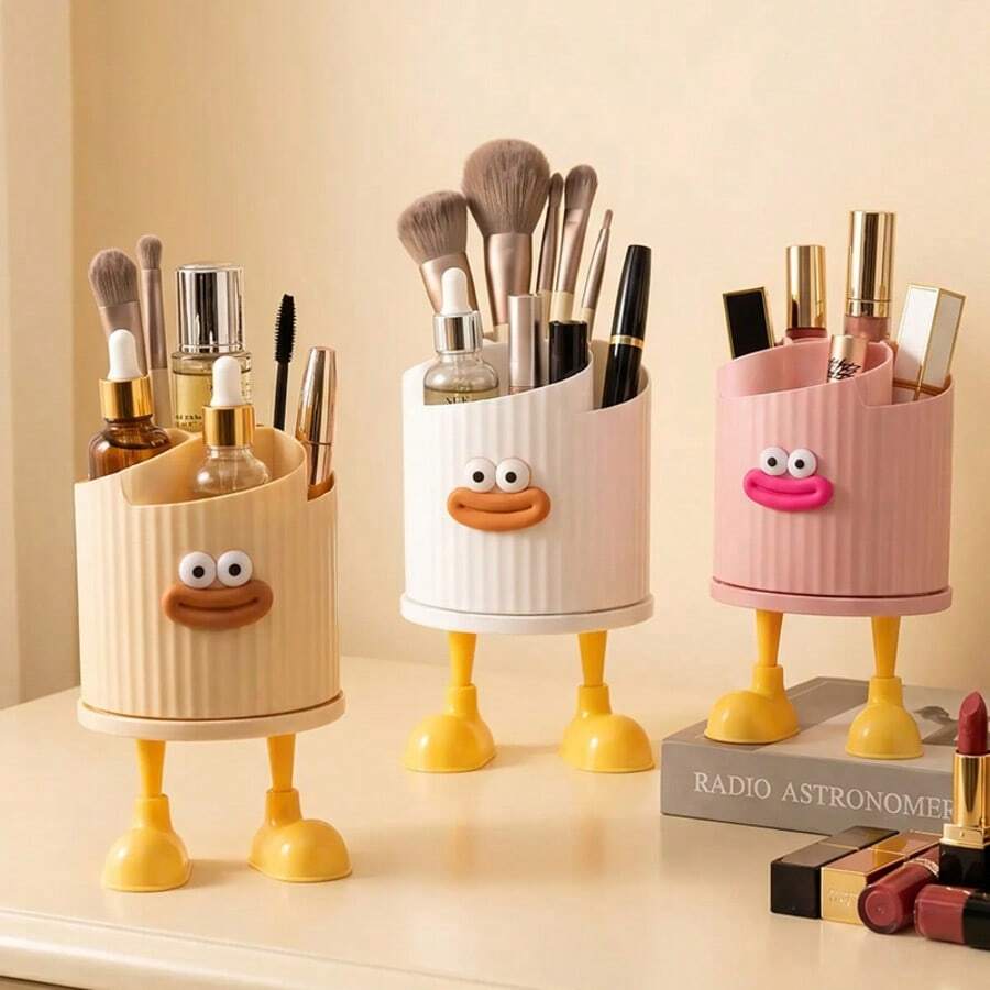 360° Rotating DIY Adhesive Storage Box, Creative Decor Organizer For Desk, Makeup, Stationery, Suitable For Home, Dorm, Office - Multicolor - View 1