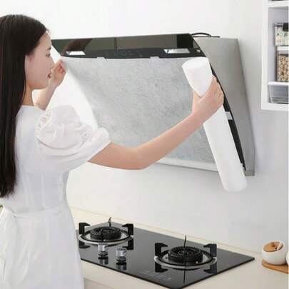 12 cái/48 cái/10m, 5m Giấy lọc khói bếp tái sử dụng, Giấy thấm dầu, Miếng thấm dầu dùng một lần cho máy hút khói nấu ăn