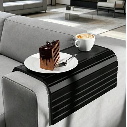 可折叠弹性沙发托盘 - 多功能储物架，可放置饮料、零食、遥控器和手机 - 沙发扶手桌 - 便携灵活设计，适合家庭或办公室使用 - 万圣节、感恩节、圣诞节、新年和情人节的理想之选