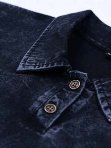 240g Washed Cotton Polo Shirt, Available In Various Colors. This Classic Short-Sleeved Polo Shirt Features A Double-Button Front Design, With A Retro Distressed Effect And Is Durable And Comfortable. - 藏蓝色 - 查看 4