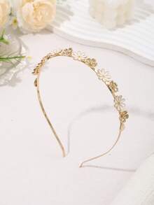 1 chiếc băng đô cài tóc hoa cúc kiểu Pháp Bohemian lãng mạn, chất liệu hợp kim mỏng nhẹ, họa tiết hoa dành cho nữ, phụ kiện đa năng cho bãi biển, trang phục thường ngày, món quà tinh tế cho sinh nhật, ngày của mẹ. - Vàng - Xem 2