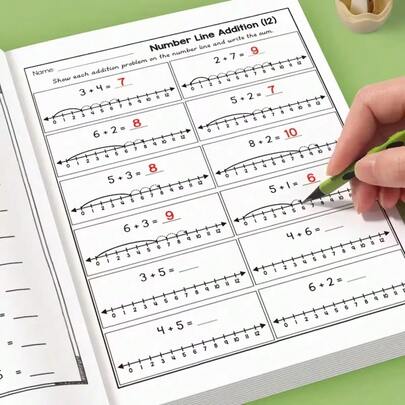 Sách bài tập toán cộng và trừ kỹ thuật số 32 trang, tài liệu giảng dạy toán học, sách giáo khoa số học dành cho học sinh mẫu giáo và lớp 1 dùng trong lớp học và tại nhà, đồ dùng giáo dục mầm non.