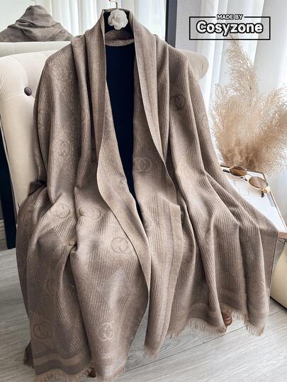 1 chiếc khăn choàng cổ họa tiết hình học tối giản, chất liệu jacquard chỉ vàng, khăn choàng đa năng thời trang nữ dùng trong phòng điều hòa, khăn choàng ngoài mùa xuân/thu chống nắng trang trí, phù hợp để phối đồ hàng ngày và sử dụng ngoài trời.
