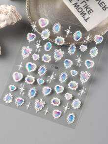 FULL BEAUTY Iridescent Aurora Vintage Lace Bohemian Totem Gemstones Nail Stickers Bow Heart Mirror Necklace Baroque Court Style Y2K Nail Supplies For Women & Girls DIY Manicure,Wedding Nail Decorations Accessories - Multicolor - View 7