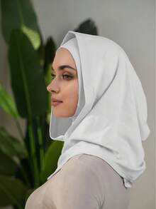 قناع رأس وعنق نسائي من لون واحد، لتدفئة الرأس والعنق، مرن وقابل للتنفس، ماص للعرق، متعدد الاستخدامات للرياضة، وشاح أزياء بسيط، قبعة ومشد رأس متناسق، إكسسوار، منشفة شاطئ - أبيض - مشاهدة 3