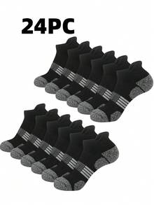 30 Pairs New Black, White, Gray Men's Short Socks, Thin Knit Sports Socks, Breathable Quick-Dry Durable Short Socks, Men's Invisible Socks - Multicolor - View 26