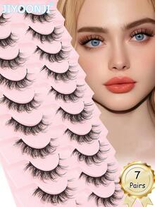10 pares de pestañas postizas 3D de mink sintético suaves, ligeras, esponjosas, con efecto multicapa, extensiones de pestañas, 3-14mm - Negro - Ver 1