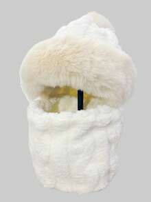 1. 女士帽子围巾一体式毛绒帽，冬季户外防风保暖帽 - 多色 - 查看 10