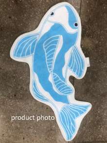 1pc Blue & White Koi Fish Pattern Thickened Carpet, Plush Rug, Suitable For Autumn/Winter, Decorative Carpet For Bedroom, Living Room, Home Decor, Washable - Blue and White - View 11