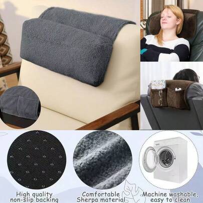 Gối tựa lưng và gối đọc sách, được thiết kế cho ghế thư giãn với túi đựng đồ, giúp thư giãn cổ và hỗ trợ thắt lưng, phù hợp với ghế sofa và ghế bành khi đi du lịch, có thể dùng làm quà Giáng sinh.