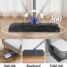 Two Sided Dust Mop Floor Cleaning System, MASTERTOP 360 Microfiber Mop With Stainless Steel Handle,Wet Dry Mop,Flat Flip Mops For Hardwood, Laminate, Vinyl, Tiles,4 Washable Mops Pads - Màu xanh lá - Xem 5