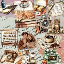 50 buah Stiker Kopi Vintage, Cocok untuk Laptop, Ponsel, Tablet, Gitar, Koper, Scrapbooking, dan Proyek Dekorasi DIY Lainnya - Kopi Retro - View 1