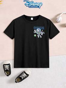 Disney 1pc Teen Boys Casual Toy Story Buzz Lightyear Print Short Sleeve Tshirt Boys Clothes Kids Clothes Boys Boys Shirts Summer - màu đen - Xem 3