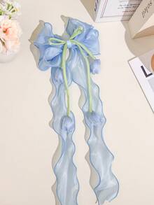 1件女款甜美仙氣大蝴蝶結髮夾，優雅百搭芭蕾風鈴蘭網紗蝴蝶結鱷魚夾髮飾 - 彩色 - 查看 9