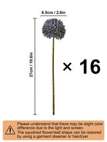 8/16pcs Artificial Chrysanthemum, Dandelion, Hydrangea Flower Bouquet, Suitable As Gifts, Bridal Wedding, Home, Office, Cafe, Party, Dorm Room Decor, School Supplies - Dusty Blue - View 10