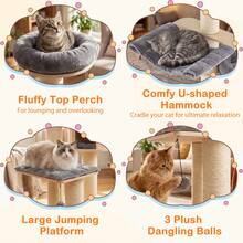 68.5'' Cat Tree Condo 4-Layer Wooden Kitten Activity Tower W/ Sisal Posts - 灰色 - 查看 8