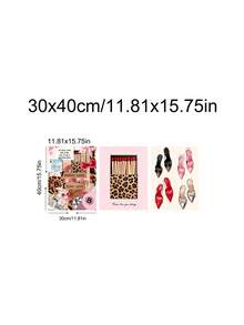3PCS Pink Leopard Wall Art Fashion Stylish Prints Decor Office Aesthetic Girly Wall Art Fashion Magazine, Matchbox, High Heels Wall Art, Festival Gift, The Ideal Gift For Friends, Bedroom Art Print, Living Room Decor, Office Decor, Kitchen Decor, Bar Decor, Bathroom Decor, Wall Arts, Wall Decor, Home Decor, Room Decor, Canvas Wall Art, Posters, Wall Art With Frame, Optional Frame ﻿ - 3pcs - View 12