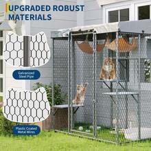 Large Outdoor Catio 79'' Cat Enclosure With 4 Platforms, Hammock, Condo And Waterproof UV-Resistant Roof, Outdoor Walk-In Metal Cat Patio Shelter For Multiple Cats 76''h - L - View 6