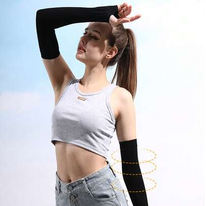 2 đôi ống tay giữ ấm mùa hè, được làm từ chất liệu nylon dệt kim thoáng khí, thích hợp dùng để che hình xăm, chống tia UV, nén cánh tay, ống tay chạy bộ mát lạnh như lụa băng.