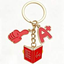 A+ 成绩励志书籍钥匙扣，考试奖励鼓励钥匙扣，可爱表扬主题钥匙扣，珐琅合金校园风钥匙扣，可爱红色学习元素钥匙扣，时尚学生日常配饰 - 彩色 - 查看 6