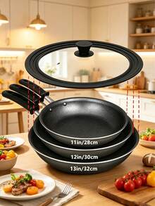 1pc Universal Lid, Fits Pots, Pans And Skillets - Made Of Tempered Glass With Heat-Resistant Silicone Rim, Suitable For 6", 7", 8", 8.5", 9.5", 10.5", 11", 12", 13" Cookware - Multicolor - View 13
