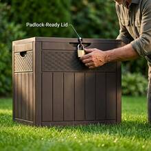 Garden Storage Box 126L, Outdoor Parcel Box With Lid, Plastic Storage Box For Pool And Garden Accessories, Dark Grey, Box, Cabinet, Rack For Outdoor Storage - Black - View 3
