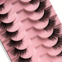 10 Pairs Fluffy Cat-Eye & Doll-Style Half Lashes, C-Curl 6-15mm – Easy-To-Apply False Eyelashes For Beginners, Reusable Multi-Pack - View 5