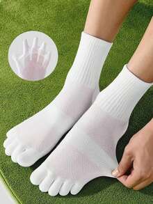 1/2/3 Pairs Men's Solid Color Five Finger Socks, Odor-Resistant-Wicking Sports Cushioned Massage Toe Socks, Couples Socks - Nhiều màu - Xem 7