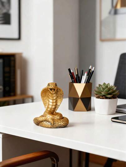 1 Piece Snake Statue, Golden Statue, Chinese Zodiac, Animal Sculpture, Good Luck, Suitable For Living Room, TV Cabinet, Home Decoration