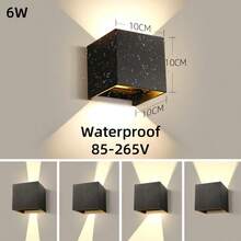 CANMEIJIA 上下照明方形户外防水壁灯，85-265V 照明灯具，铝/塑料可选，IP65/IP33 防护等级，家居装饰室内照明，适用于户外阳台/庭院/花园/楼梯/街道/客厅/卧室/厨房/浴室/走廊 - 方形壁燈 - 查看 12