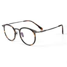 Gafas retro de titanio de diseño para hombre SH0056-1, tamaño pequeño, se pueden equipar con lentes graduadas, gafas de material tortoiseshell para mujer. - Pistola de carey - Ver 4