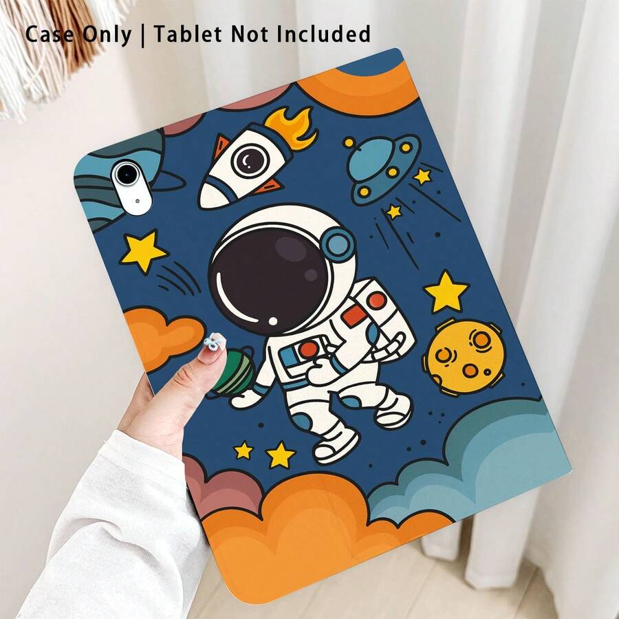 1个宇航员、星星、火箭图案翻盖平板电脑保护套,带笔槽,适用于苹果/荣耀等热门机型,具备自动休眠/唤醒功能,是返校、情人节、节日的理想礼物。 - 彩色 - 查看 1