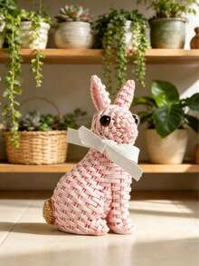 1 Set de Figura Tejida de Conejo (Incluye Cinta Blanca) - Diseño de Conejo Adorable, Adecuado para Colocar en la Sala de Estar o el Balcón para Crear una Atmósfera Cálida y Encantadora, Opción Popular para la Decoración del Hogar de Moda, Se Puede Usar para Crear Decoraciones Únicas para Interiores y Exteriores. Decoración de Pascua, Regalo de Pascua. - A - Ver 5