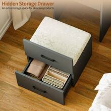HNEBC 3-In-1 Vanity Desk With Flip Mirror, Makeup Vanity With Drawers & Stool, Compact Vanity Desk For Bedroom, Multi-Function Dresser For Women, Girls - Xám - Xem 8
