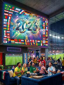 1件装-2026世界杯挂毯，国际足球队旗帜墙饰，足球比赛主题背景横幅，适用于世界杯观赛派对、体育酒吧、客厅装饰 - A - 查看 8