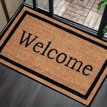 Modern Welcome Rug With "Welcome" Sign - Non-Slip Thick Pile Suitable For /Outdoor Use, Machine Washable Soft Suitable For Entryway, Front Door, Kitchen, Bathroom - Neutral Colors (,) - trắng - Xem 7